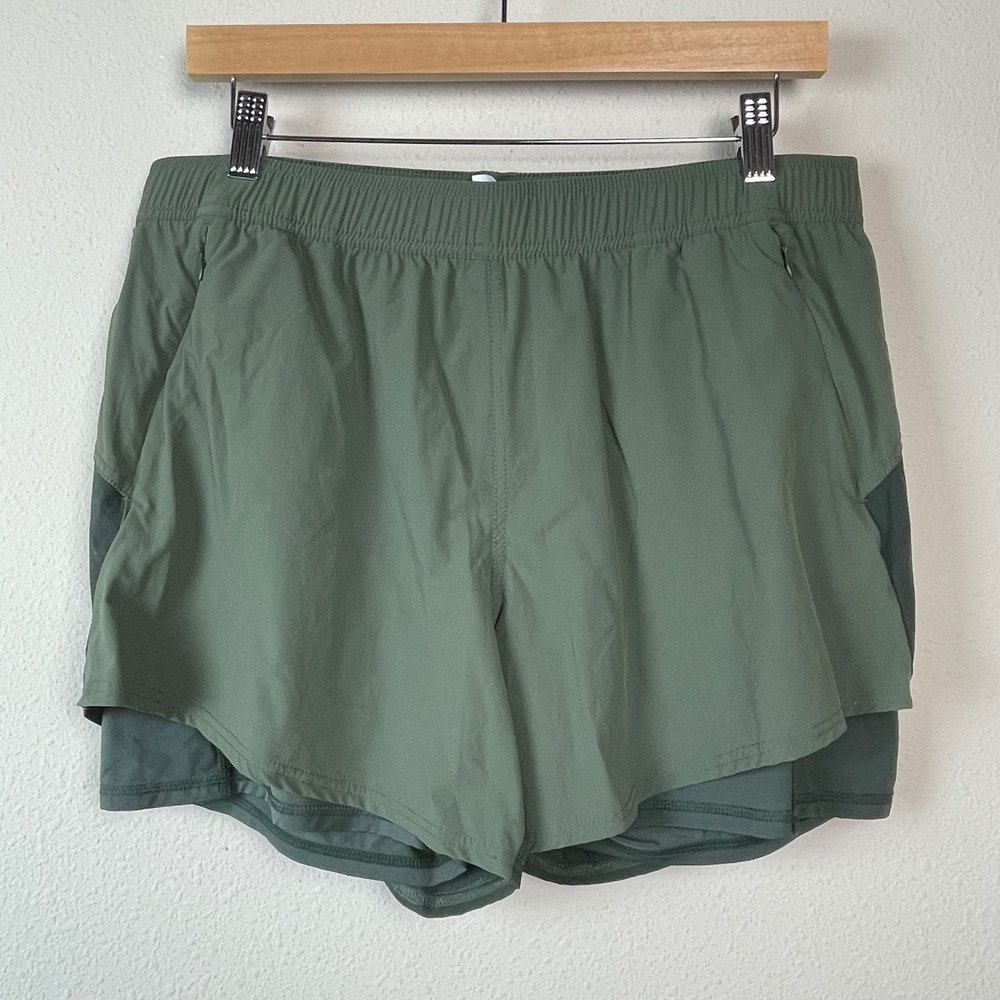 Fair Harbor Mens The Corliss Shorts XL Thyme Colorblock Green Lined Athletic